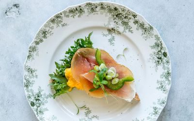 Snitter med spekeskinke og eggerøre