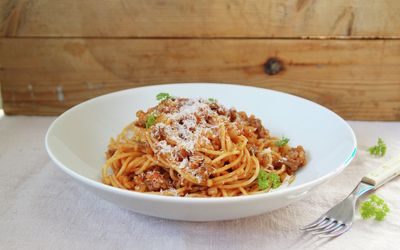 Spagetti med kjøttdeig og byggryn