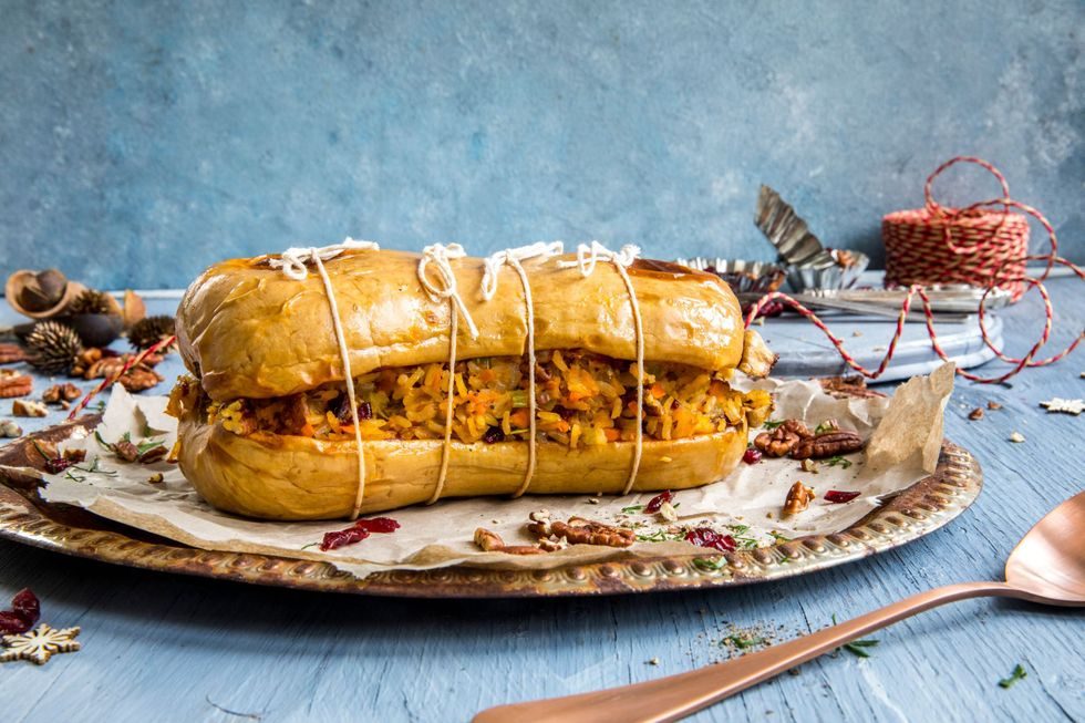 Fylt flaskegresskar med bygg