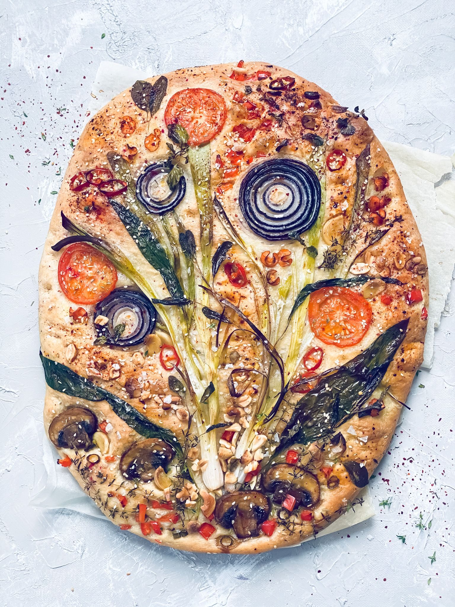 Focaccia med blomster