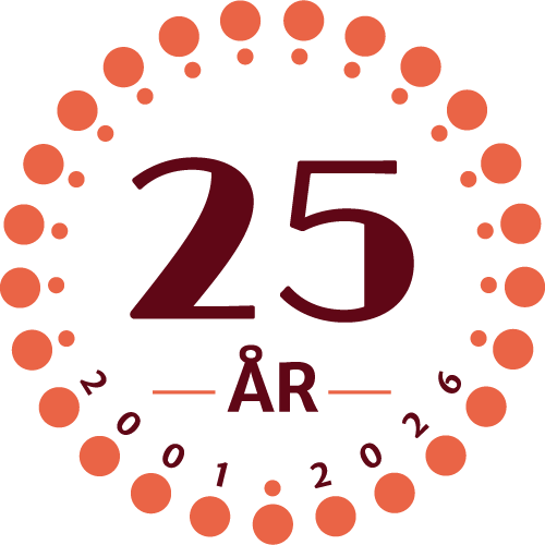 Jubileumsemblem med teksten 25 år (2001-2026)