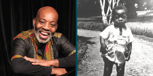 Kouame Sereba som voksen og som barn