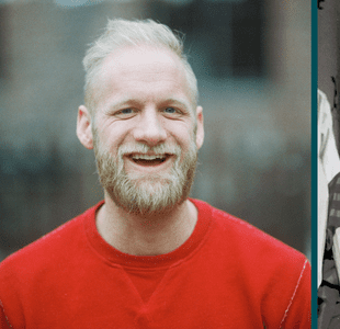 Mats Eldøen som voksen og som barn-portrett