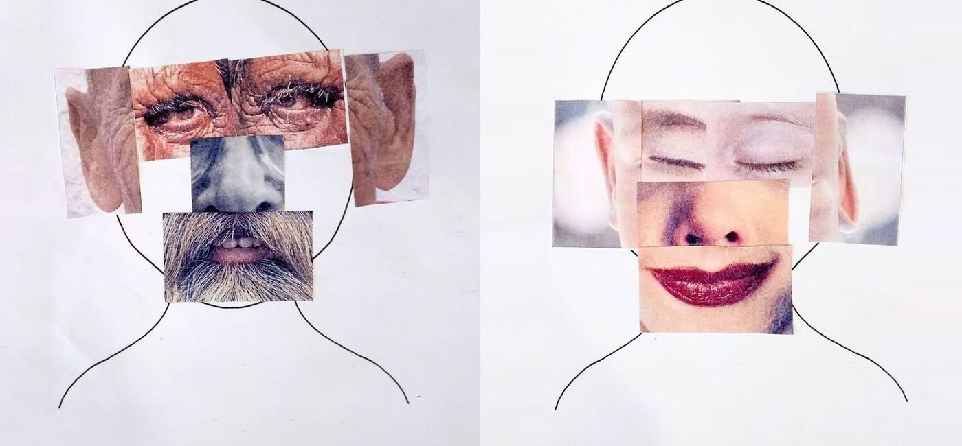 Kollasjer av ansikter.