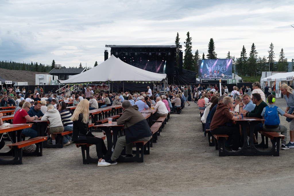 Publikum ser på sceneopptreden.