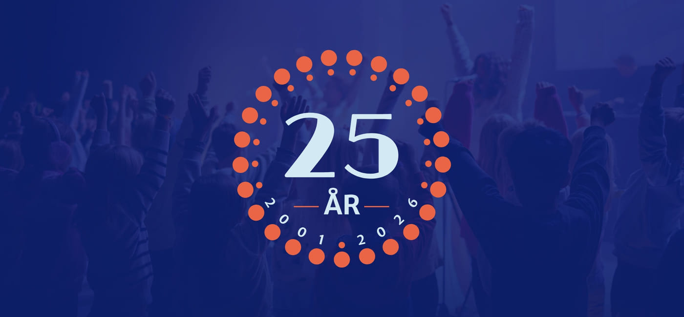 Jubileumsemblem med teksten 25 år (2001-2026)