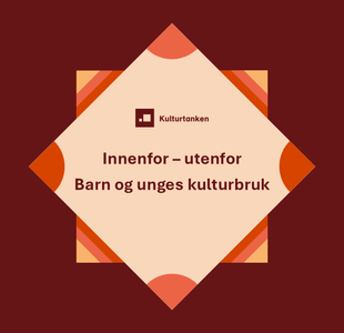 En grafisk plakat i rødt med teksten "Innenfor – utenfor Barn og unges kulturbruk"