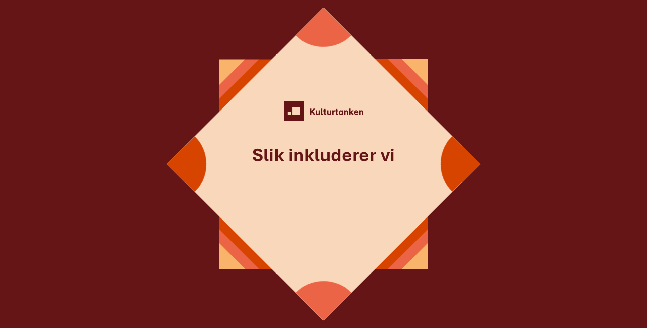 Rød grafisk plakat med teksten "slik inkluderer vi barn og unge"