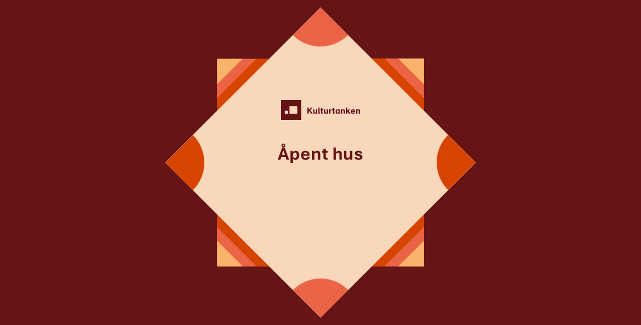 En grafisk plakat med teksten "åpent hus".