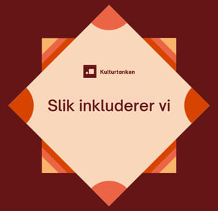 Rød grafisk plakat med teksten "slik inkluderer vi barn og unge"