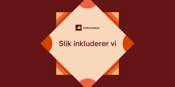Rød grafisk plakat med teksten "slik inkluderer vi barn og unge"