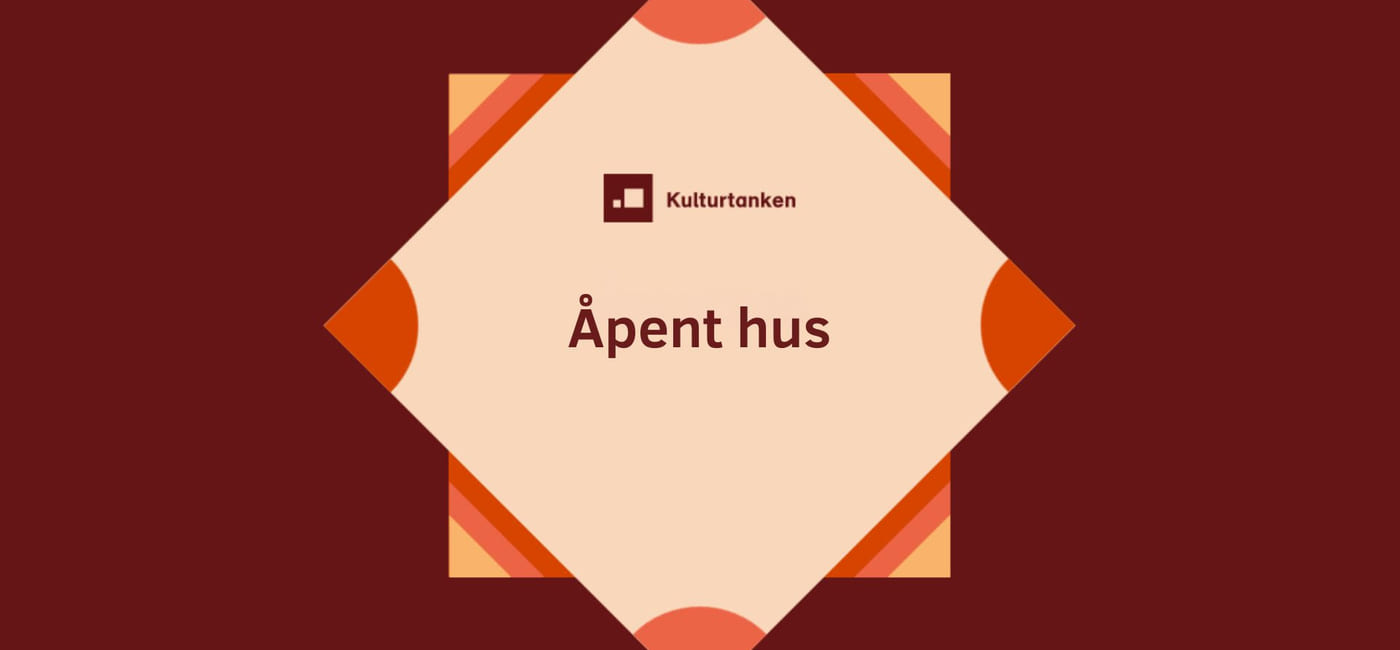 En grafisk plakat med teksten "åpent hus".