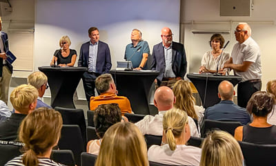 Debattpanel med forbundsleder Ingvartsen under Arendalsuka 2024.