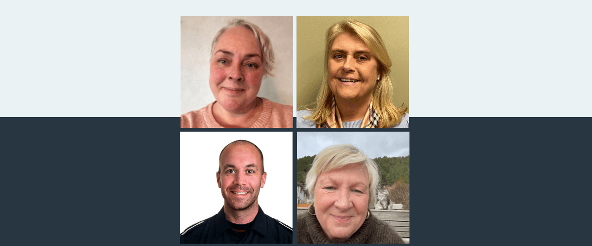 Portrettbilder av fire medlemmer