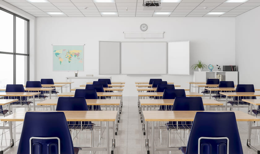 Illustrasjonsbilde av tomt klasserom. Foto: iStock.