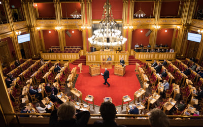 Stortingssalen sett ovenfra. Bilde.