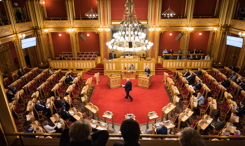 Stortingssalen sett ovenfra. Bilde.